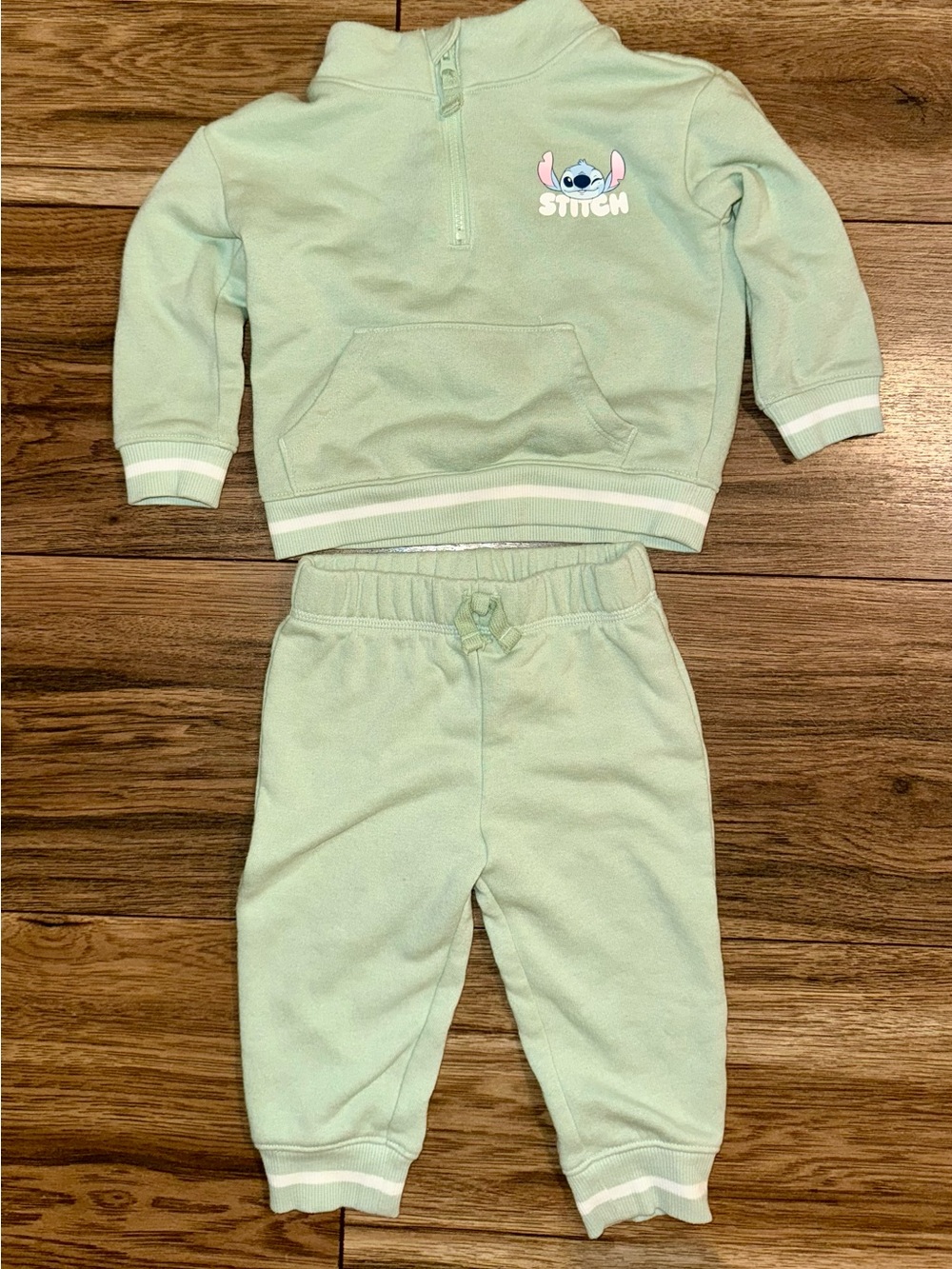 Disney Jumping Beans 12m Mint Green Sweatpants & Joggers Set with Stitch